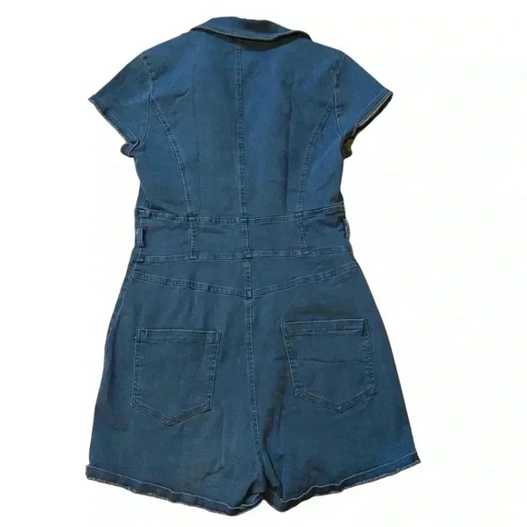 VGT Fashion Nova Women's Denim Zip Up Short Jumpsuit with 2 Front Pockets M - Picture 6 of 16